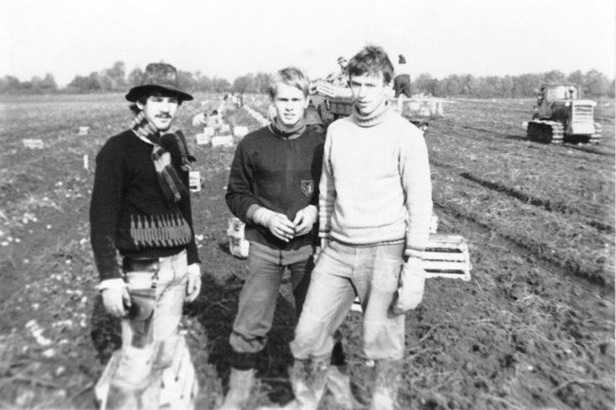 В студенческие годы, на картошке